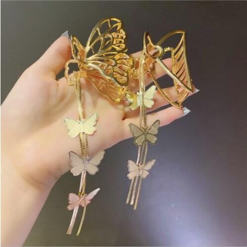 Bow tie clip back head tassel hairpins 2021 new metal hair clip hairpin shark clip headdress