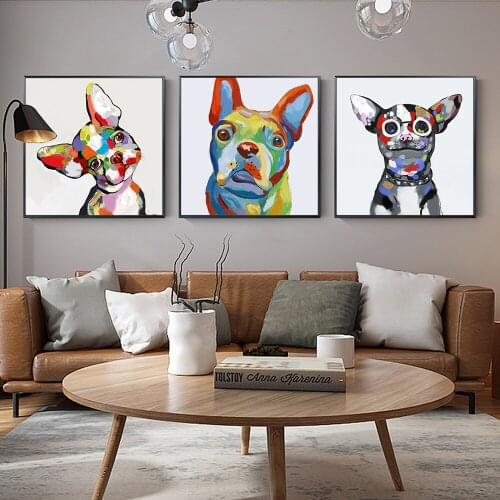 Graffiti Art Animals Canvas Painting Abstract Colorful Dog Poster and Print Wall Art Picture for Living Room Home Decor Unframed
