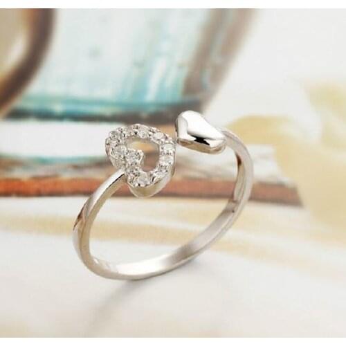 S925 Sterling Silver New Love Confession Gift Female Ring Hollow Love Double Love Open Ring Engagement Ring Wedding Rings