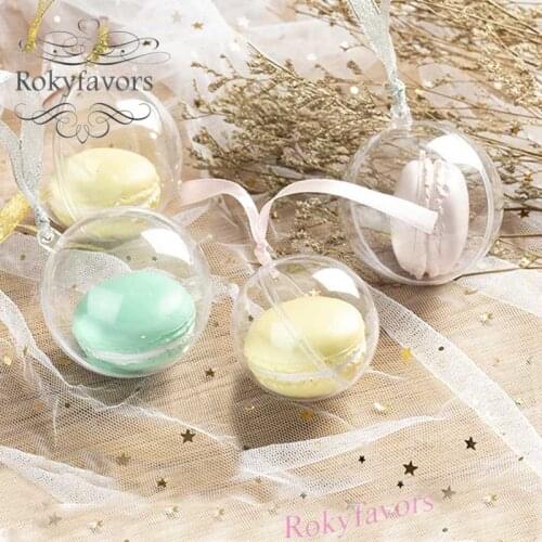 50PCS Mini Macaron Packing Ball Favors Holder Birthday Candy Boxes Wedding Party Decors Globe Event Baking Package Supplies