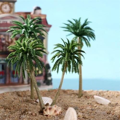 15pcs Scenery Model Coconut Palm Trees Artificial Plant Simulation Coconut Tree Sand Table Model Tactical Props Home Decor