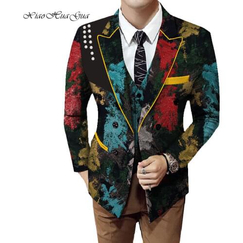 Men Blazer Fancy African Dashiki Men Clothes Wedding Party Dress Suit Blazer Embroidery Blazer Jacket Tops Coat Casual WYN717