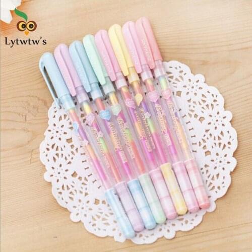 4 Pcs Stationery Candy Gel Pen School Supply Office Glitter DIY Album Photo Text Marker Colorful Drawing Decoration Highlighter