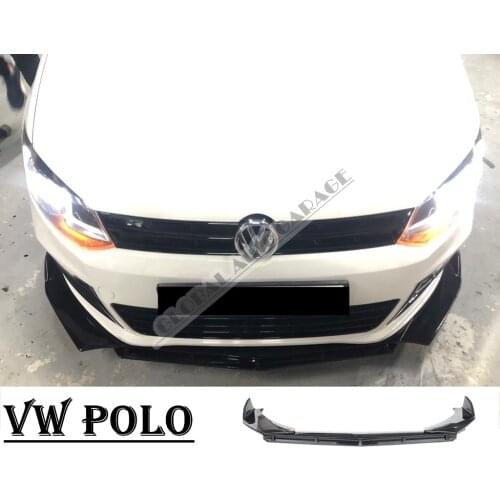For VOLKSWAGEN POLO Front Bumper Attachment Lip 2009-2020 Piano Glossy Black Splitter Diffuser Universal Spoiler Bumper