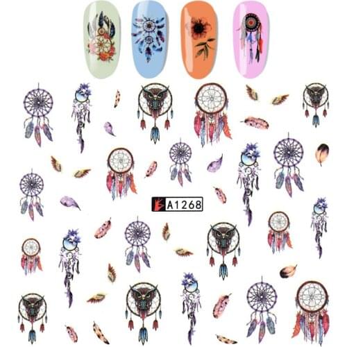 Stickers for Nails 3D Cool color feather pattern Manicures Sliders Nail Art Decorations winter Sticker Decal