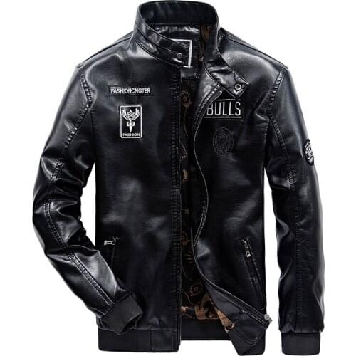New Mens Leather Jacket Winter Designer Stand Collar Plus Size PU Black Moto Jacket Coat Men Leather Biker Jacket 3XL D8F5582