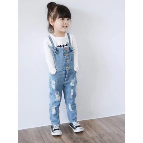 2019 New Arrival Girls Denim Overalls High Quality Kids Overall Jeans Spring & Autumn Children Trousers Jumpsuit 3-10T Bib Pants