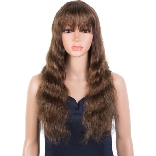 Trueme Highlight Body Wave Human Hair Wigs For Women Colord Brazilian Hair Wigs With Bangs Mix Ombre Blonde Brown Color Full Wig