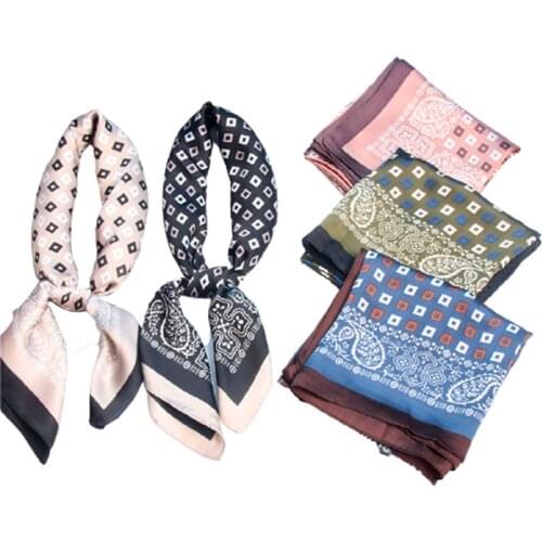 2021 Small Silk Hair Scarf Women Foulard Neck Wrap 70cm Square Kerchief Soft Bandana Leopard Print Lady Head Band Scarve New