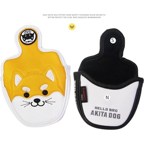 Portable golf putter cover Akita dog semicircle putter protective cover cartoon pattern PU waterproof ball putter set