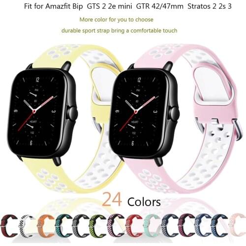 20mm 22mm Silicone Strap for Amazfit bip lite/GTS 2 2e mini/GTR 47mm 42mm 2/2e Watchband for amazfit pace stratos 2/2s Bracelet