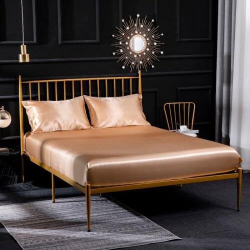 Luxury Queen King Size Bedding Set Satin Silk Fitted Sheet with Pillowcases Bed Mattress Protector Cover Twin Queen Bedclothes