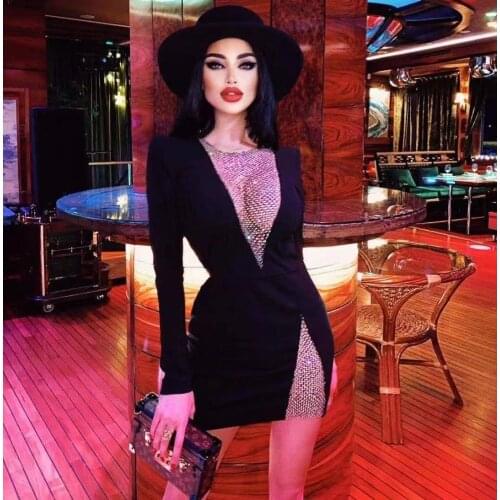 New fashion women Black long sleeve dress