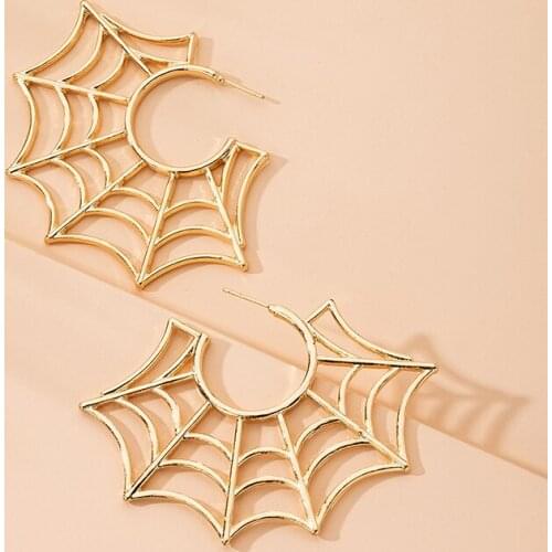 10 pair /lot fashion jewelry metal outline aesthetic big spider web earrings for women