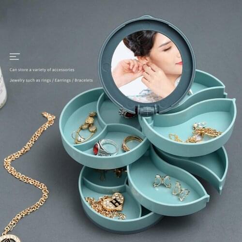 Jewelry Storage Box Case Multi Layers Rotating Necklace Earrings Jewelry Container Organizer Jewelry Display Box Divider Holder