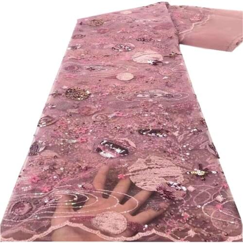 SJ Lace 2021 Luxury Nigerian Mesh Tulle Lace Fabric High Quality Sequins Lace Fabrics French African Net Lace for Wedding r4-16