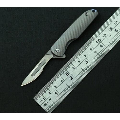 KBTOOL unboxing scalpel folding knife titanium handle portable outdoor survival pocket bearing knives multifunctional EDC tools
