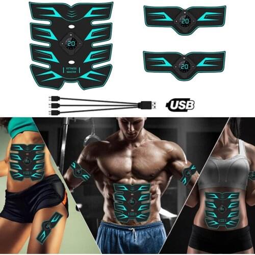 USB Charging Abdominal Muscle Trainer EMS Stimulator ABS Electrostimulation Fitness Massager Abdomen Slimming Home Gym Equipment