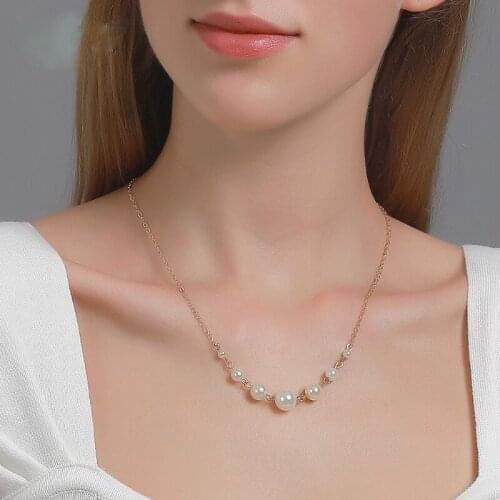 2021 Korean Pearl Necklace For Women Fashion Girl Harajuku Style Seven Pearl Pendant Clavicle Chain Trendy Jewelry Accessories