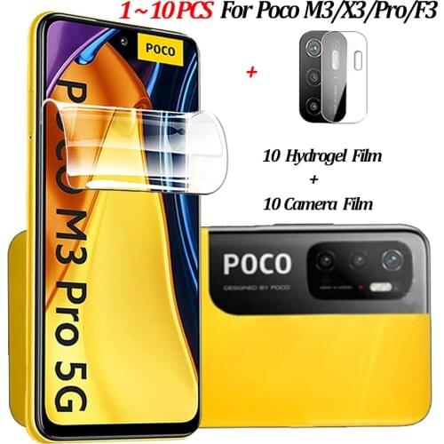 Hydrogel film + camera protection for poco x3 nfc screen protector poco f2 pro xiaomi pocophone x3 nfc not glass poco x3