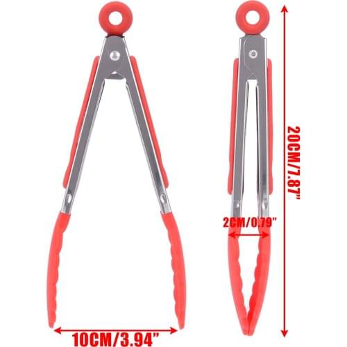 1Pcs Silicone BBQ Grilling Tong Kitchen Cooking Salad Food Buffet Clip Steel Handle Kitchen Tool Non-Stick Barbecue Clip Clamp