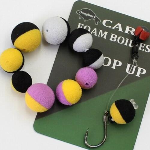 15PCS Fishing Carp Floating Boilies Bait Bubble Balls Twin Color Fishing Bait Hair Rig Foam Boilies Fishing Lure for Ronnie Rigs