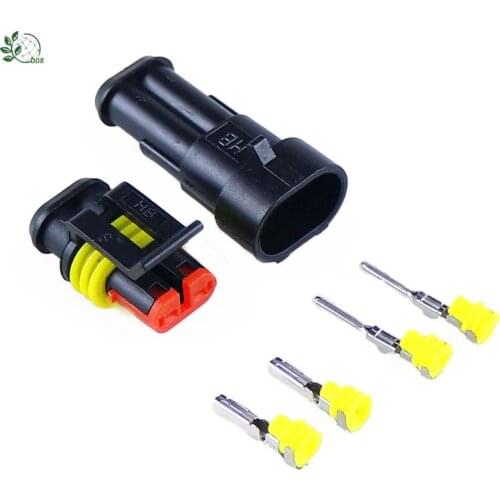 5 Sets Car Waterproof 1.5mm Terminals 2Pin HID Plug Auto Xenon lamp Plug Automotive Electrical Wire Connector