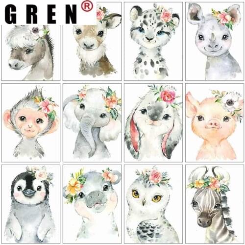 GREN 5D DIY Diamond Painting Full Square Cartoon Animal Diamond Embroidery Sale Mosaic Crafts Kit Kid Living Room Home Decor