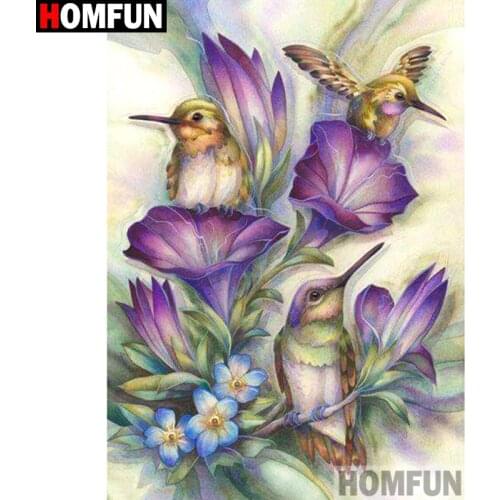 HOMFUN Full Square/Round Drill 5D DIY Diamond Painting "Birds and flowers" 3D Diamond Embroidery Cross Stitch Home Decor A19502
