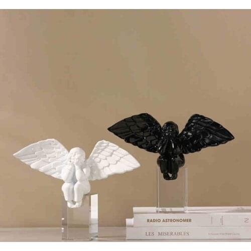 Angel Boy Statue Modern Living Room Decoration Office Home Decor Resin Crystal Figure Sculpture Nordic Bookshelf Ornaments