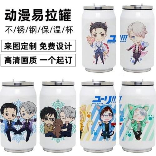 Anime YURI!!! on ICE Stainless Steel Thermos Cup Victor Yuri Plisetsky Katsuki DIY Vacuum Cup Toy Gifts 350ml