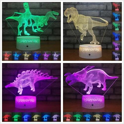 Dinosaur 7 Color Lamp 3d Visual Led Animal Night Light For Kids Touch Usb Desk Table Lamp Living Room Bedroom Decoration Lights