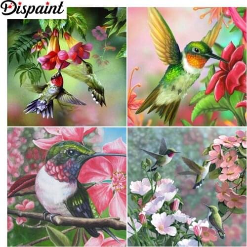 Dispaint Paint With Diamond Embroidery” Bird flower landscape " Diamond Painting Full Square Round Picture Of Rhinestone Decor