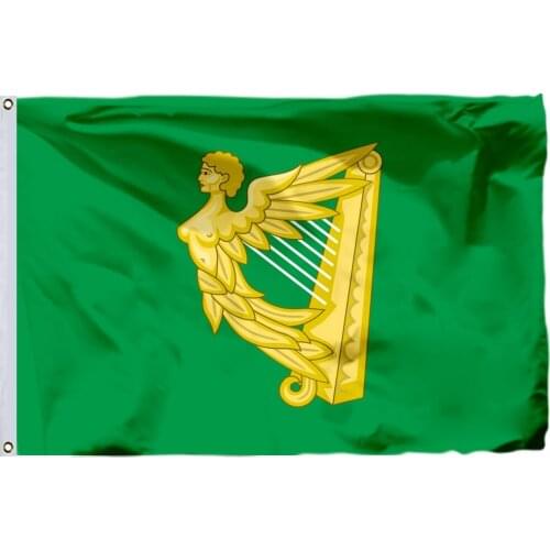 Ireland Green harp Flag 150X90cm (3x5FT) 120g 100D Polyester Double Stitched High Quality Banner Free Shipping