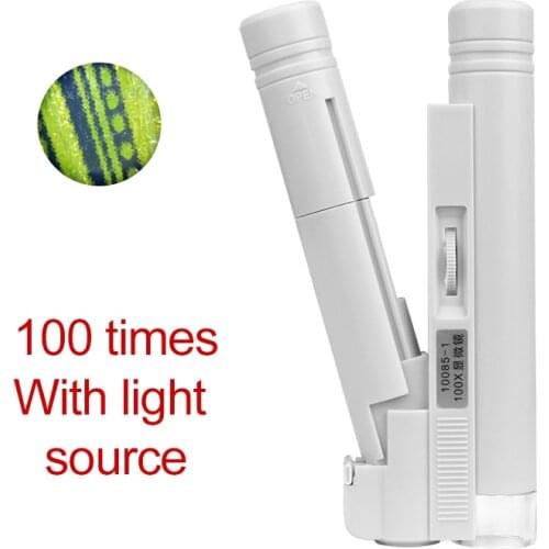 Handheld Microscope 100X Mini Pocket Portable Microscope LED Lamp Light Foldable Jewelry Magnifier Magnifying Loupe