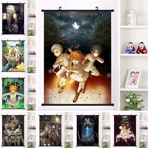Canvas Painting Print Promised Neverland Picture Anime Character Hanging Plastic Scrolls Cartoon Poster Decor Home Room Wall Art