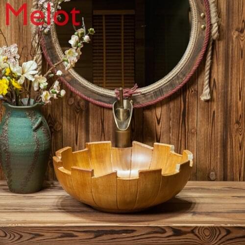 Jingdezhen Ceramic Retro Desktop Basin Carving Washbasin Washbasin Art Wash Basin A022