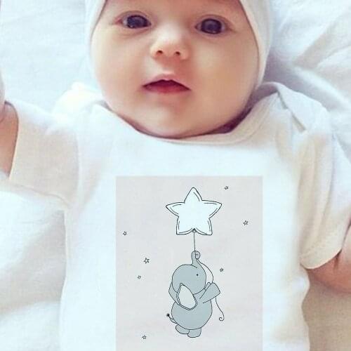 0-24M Baby Girl Boy Romper Elephant Dumbo Star Balloon Print Toddler Jumpsuit O Neck Short Sleeve Summer Casual Infant Bodysuits