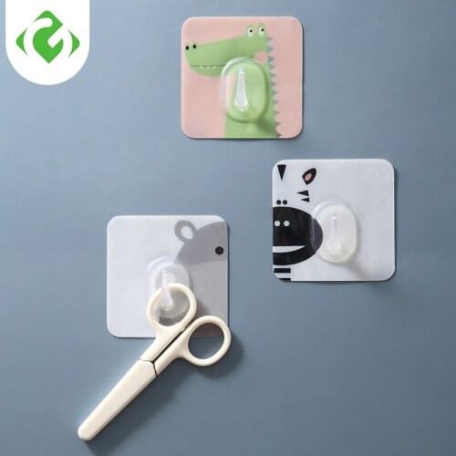 Creative Cute Wall Hook Free Punching Seamless Hooks Load-bearing Powerful Self Adhesive Wall Hanger Kitchen Bathroom Organizer