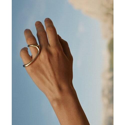 Brass Irregular Geo Cocktail Rings Punk Party Designer Club Cocktail Party Ins Rare Elegance Trendy Japan Korean Ins