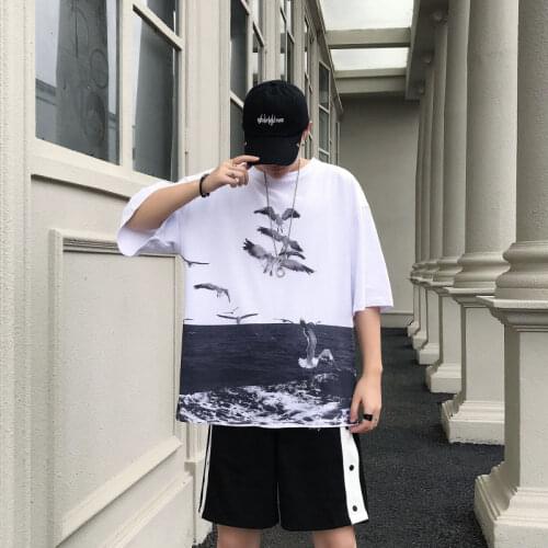 Summer New T Shirt Mens Fashion Printed Casual Short-sleeved Tshirt Man Streetwear Trend Wild Hip-hop Loose Cotton T-shirt