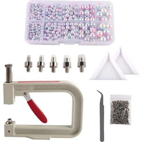 Pearl-Setting-Machine and Hand Press Pearl Setting Tool,with Pearl Beads Screw Head for Sewing Crafts Shoes Clothing DIY