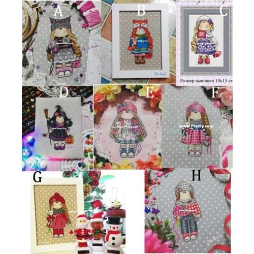 Gold Collection Counted Cross Stitch Kit Cute Little Girl Festival Celebration Halloween Owl Gift Bunny Witch Fox Girl