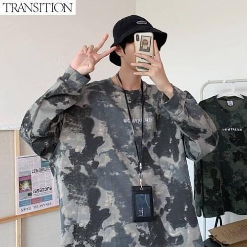 2021 autumn new wild couple outfit camouflage casual pullover sweater loose trendy jacket for men and women