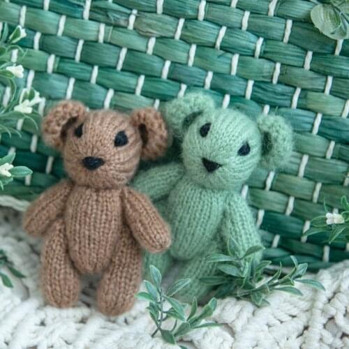 Newborn Teddy Bear Toy Knit Mohair Animal Stuffer Photography Props Crochet Baby Photo shoot