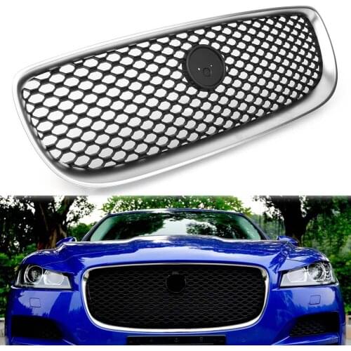New Matte Black Car Front Center Grille Racing Grill ABS For Jaguar XE 2015 2016 2017 2018 w/ Emblem
