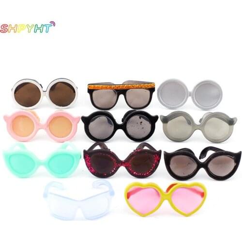 2pcs Doll Accessories Round Eyeglasses Glasses Sunglasses Toy Photo Props Pet Dog Cat Sunglasses 3.5cm