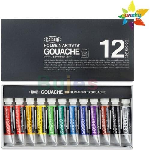 12 tube color original Holbein Gouache opaque no transparent watercolor cake artist gouache paint art set scholar art pigment