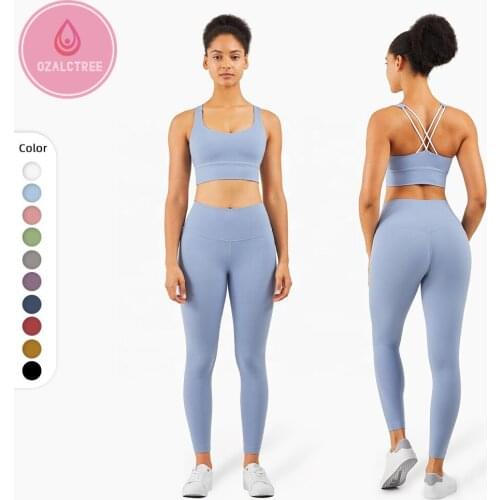 OzalCtree 2 Pieces Women Yoga Set Workout Sportswear Gym Clothing Fitness Bra+High Waist Leggings Sports Suits