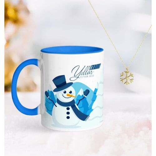 Personalized Christmas Happy Birthday Blue Mug and Snow Them Kolye-21
